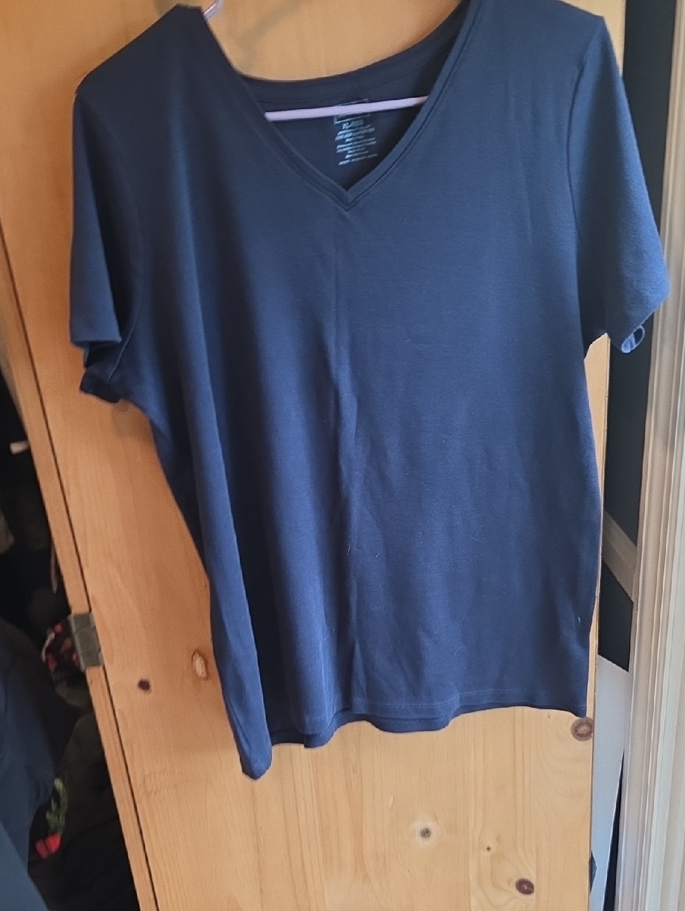 L.L. Bean Navy V-Neck Short Sleeve Tee